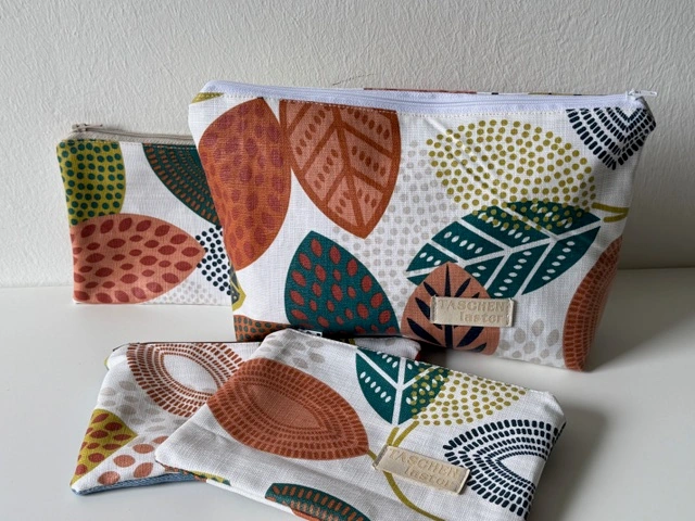 Waschbare Kosmetiktasche aus farbigem Stoff – Beispiel 12
