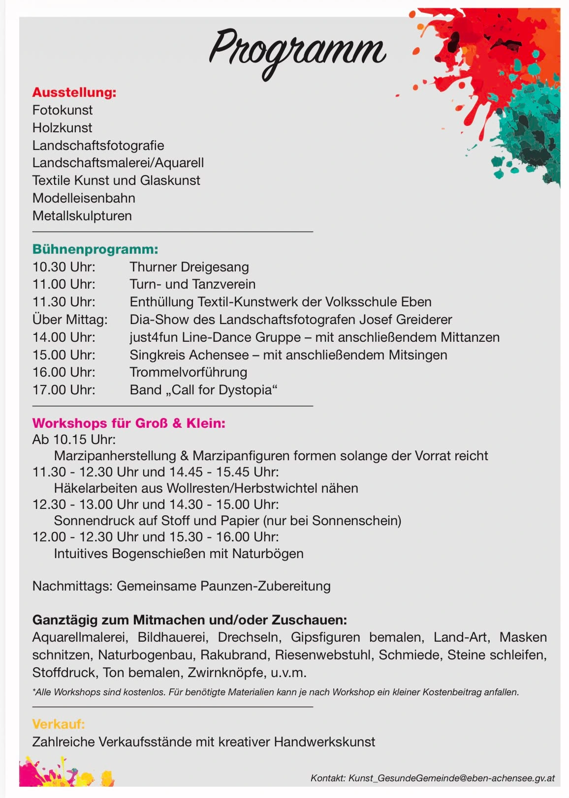 Information zum Tag der Kreativität am Achensee – Beispiel 2